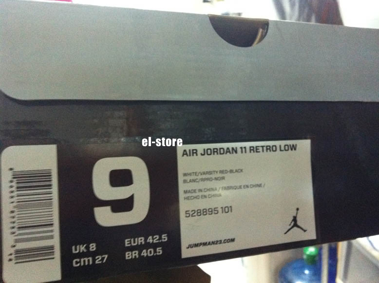 Air Jordan 11 XI Low Shoes White Black Varsity Red 306008-111 (6)