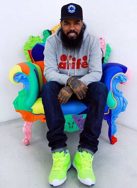 Stalley wearing ALife x Reebok Court Victory Pump 'Ball Out'