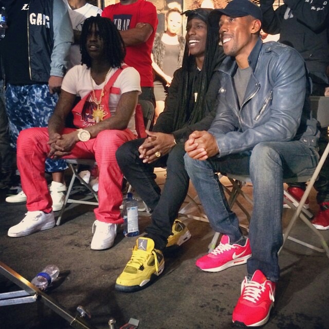 A$AP Rocky wearing Air Jordan IV 4 Lightning; Chief Keef wearing Nike Air Force 1