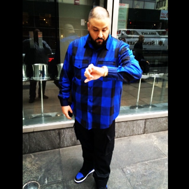 DJ Khaled wearing Air Jordan 1 Retro Royal