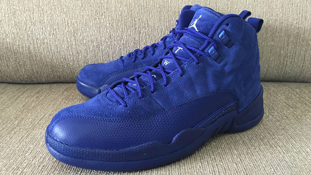 blue and white jordan 12