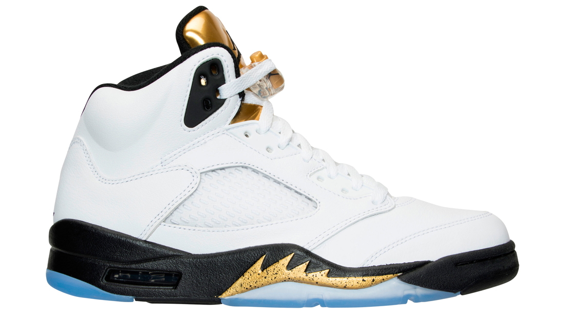 gold and white jordan 5