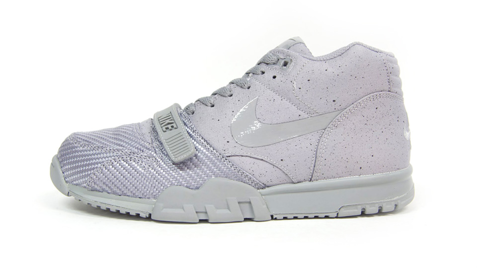 Nike Air Trainer 1 Mid SP Monotones pack in silver and midnight fog profile
