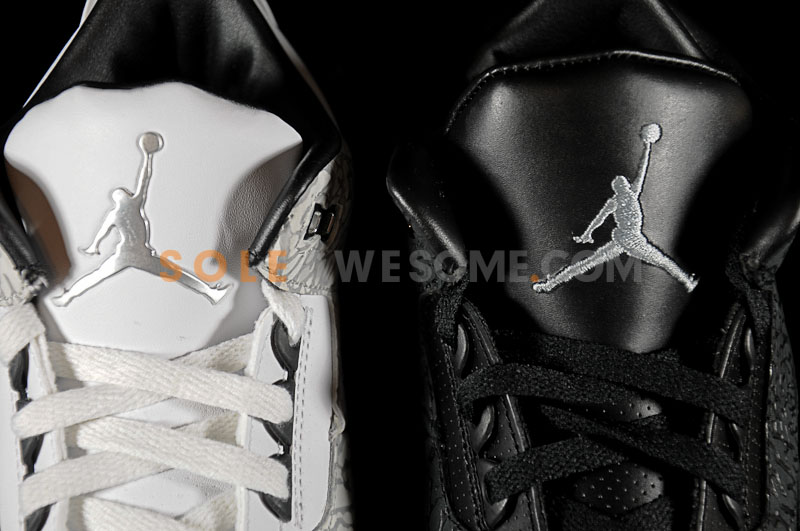 Air Jordan Retro 3 Flip - Black & White Comparison Photos