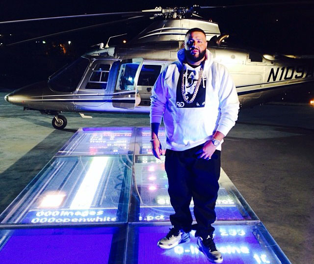 DJ Khaled wearing Air Jordan III 3 Wolf Grey