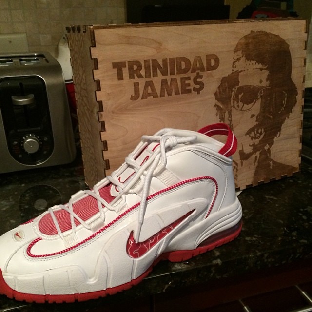 Trinidad James Picks Up Nike Air Penny I 1 White/Red