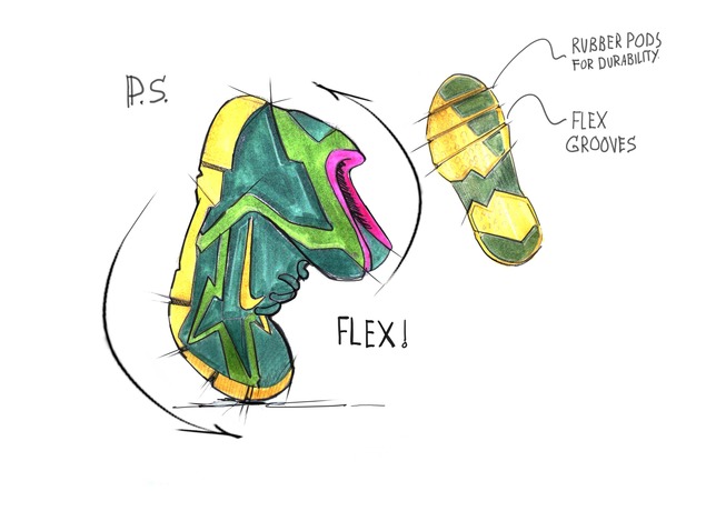 Nike LeBron 11 T-Rex PS sketch