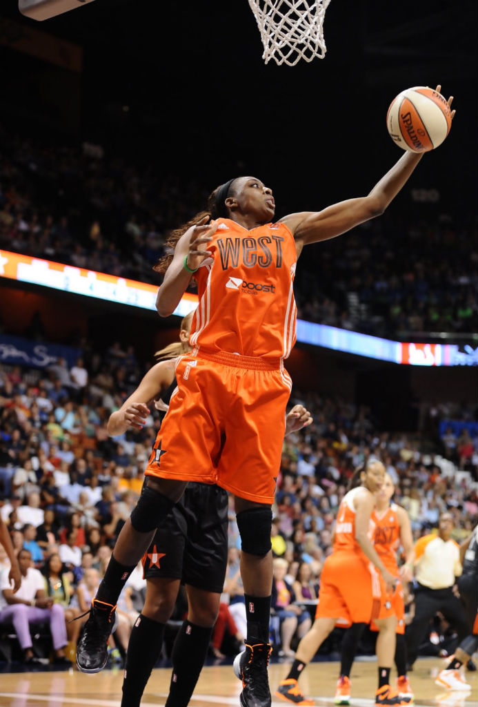 Nneka Ogwumike wearing Nike Hyperdunk 2013 All-Star PE