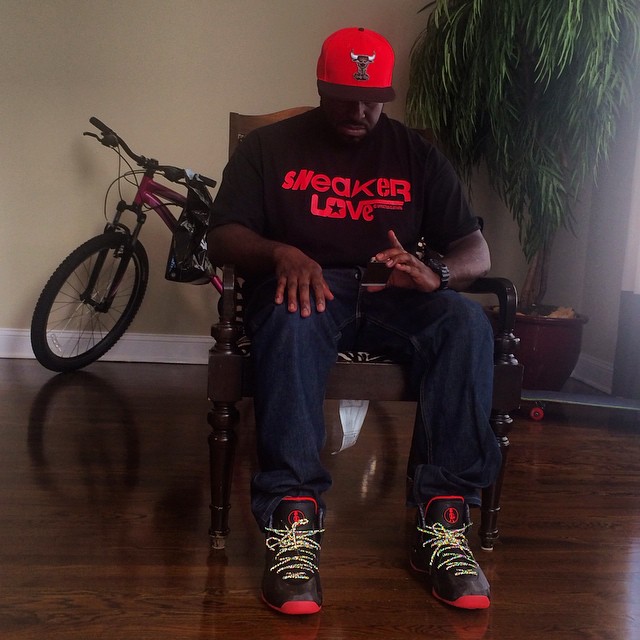 DJ Funk Flex wearing Nike Lil' Penny Posite NOLA Gumbo League