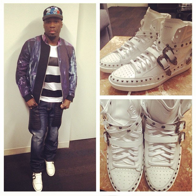 50 Cent wearing Yves Saint Laurent Signature Court Classic High-Top