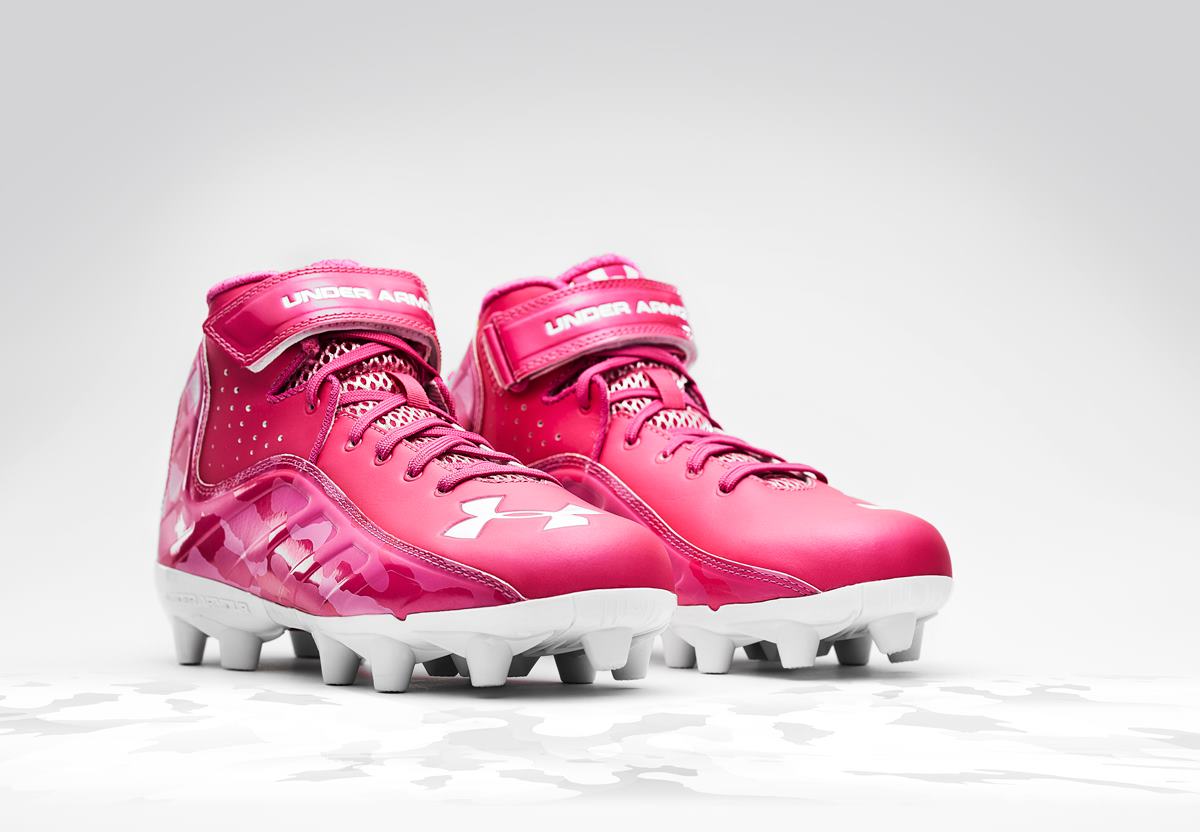 Under Armour Power in Pink Cleats for Breast Cancer Awareness UA Fierce Havoc Mic