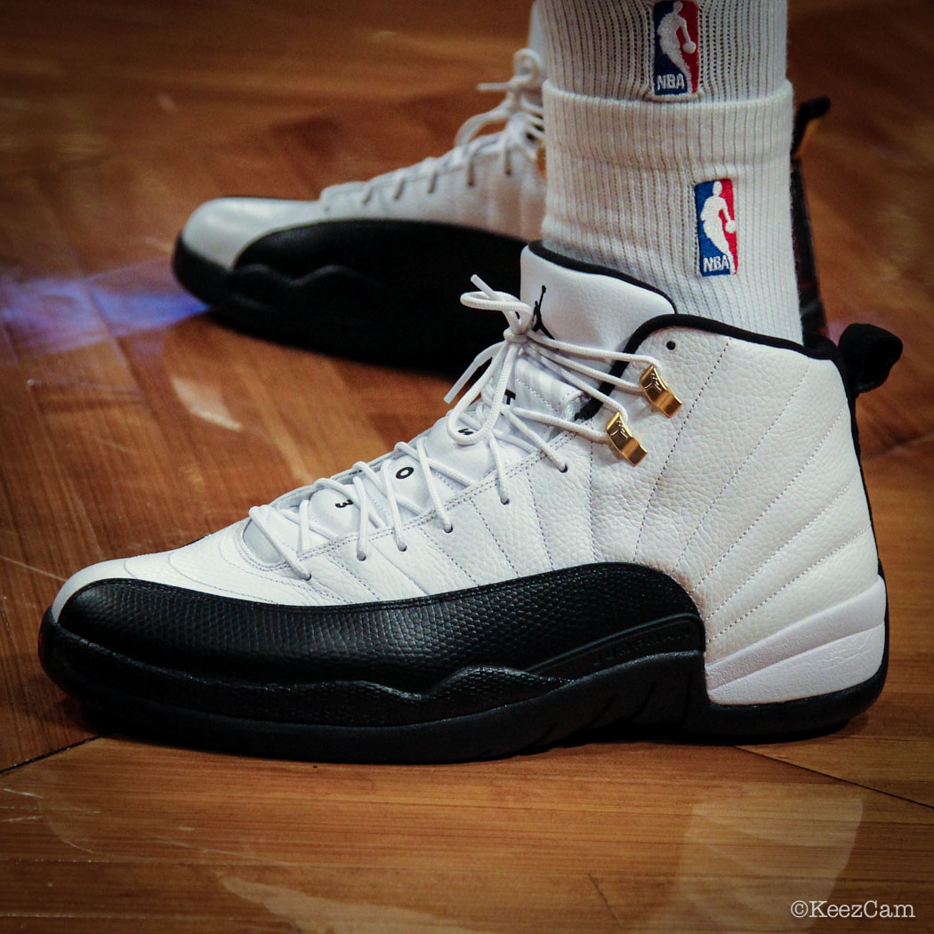 SoleWatch // Up Close At Barclays for Nets vs Clippers - Andray Blatche wearing Air Jordan 12 Taxi