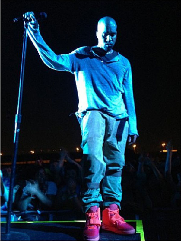 Kanye West wears Nike Air Yeezy 2 All-Red at Governor's Ball (2)