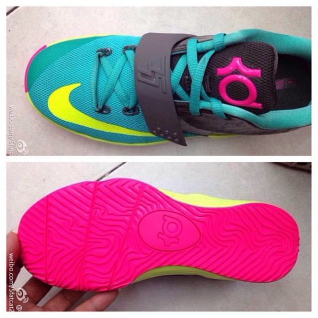 Nike KD VII 7 GS Teal/Volt-Pink 669944-300 (2)