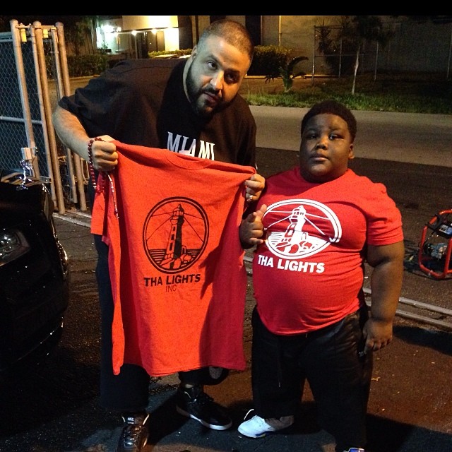 DJ Khaled wearing Nike Air Python; TerRio wearing Air Jordan V 5 Laney