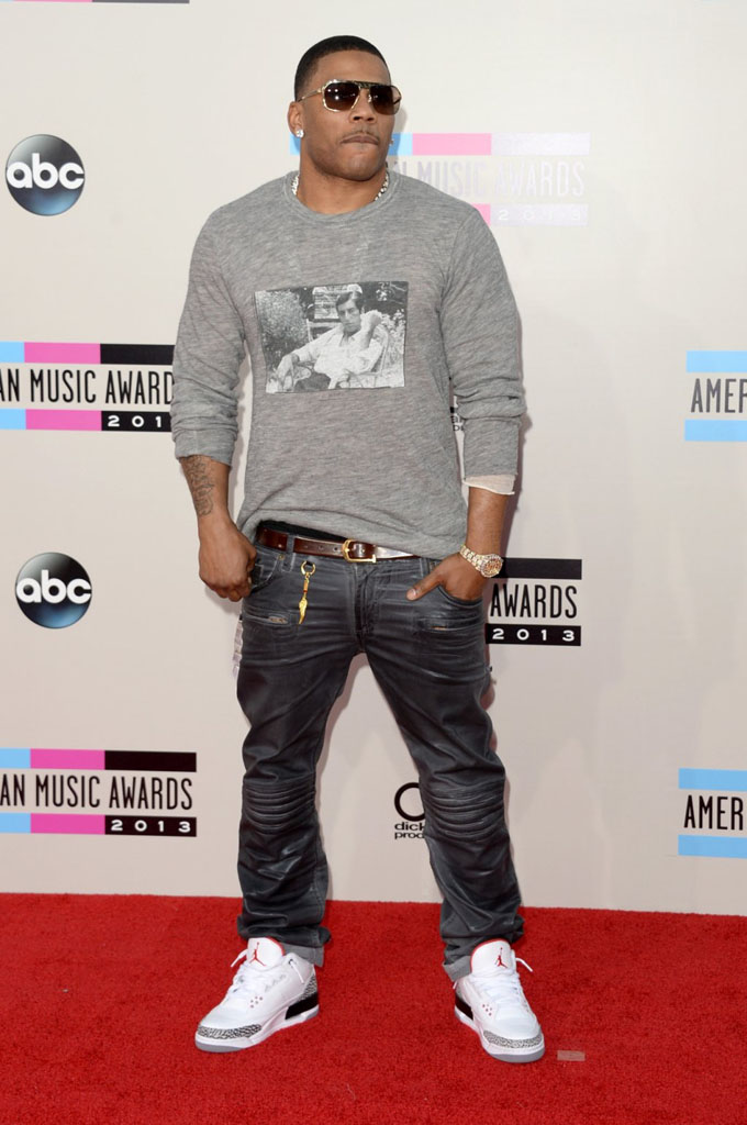 Nelly wearing Air Jordan 3 Retro Cement