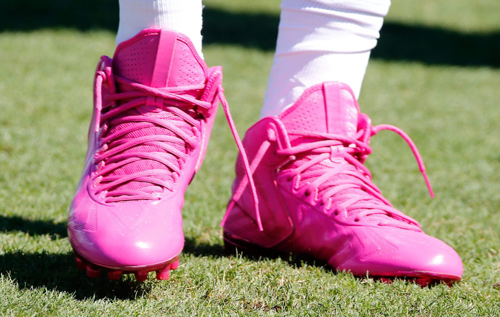 Denard Robinson wearing adidas Crazyquick Breast Cancer Awareness Pink Cleats