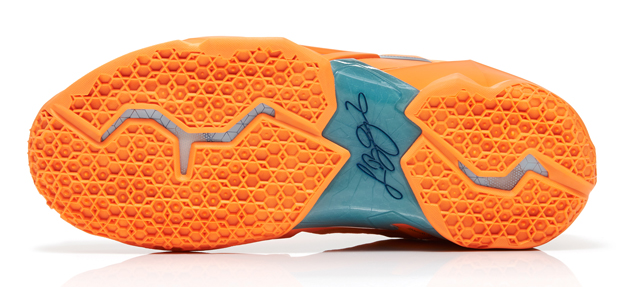 Nike LeBron 11 in Atomic Orange Green Abyss and Glacier Ice outsole