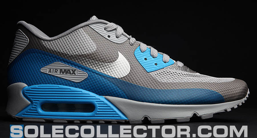 Nike Air Max 90 Hyperfuse - Grey/Blue Glow 454446-001