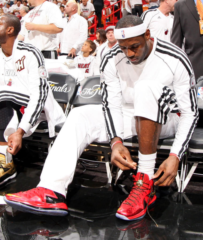 LeBron James Wears Red/Gold Nike LeBron X PS Elite For Game 1 (7)