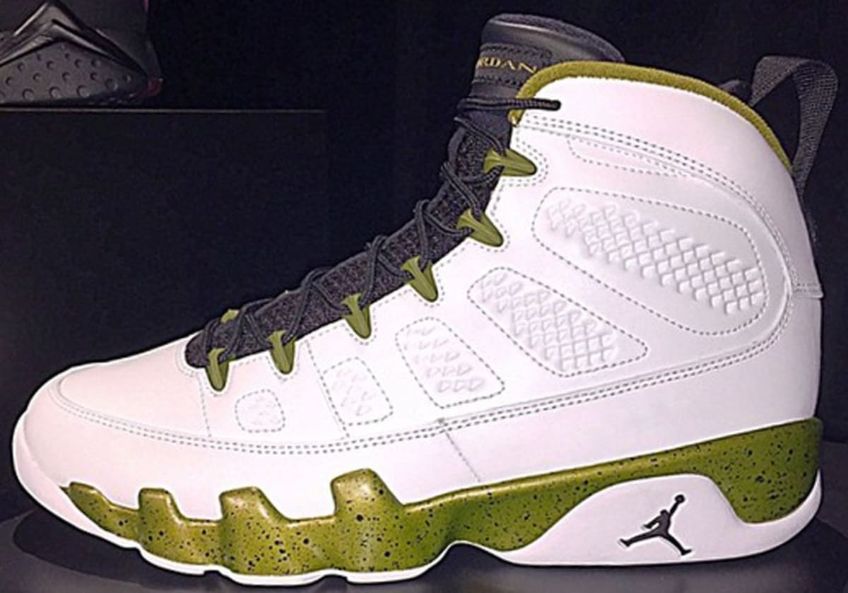 green and brown jordan 9