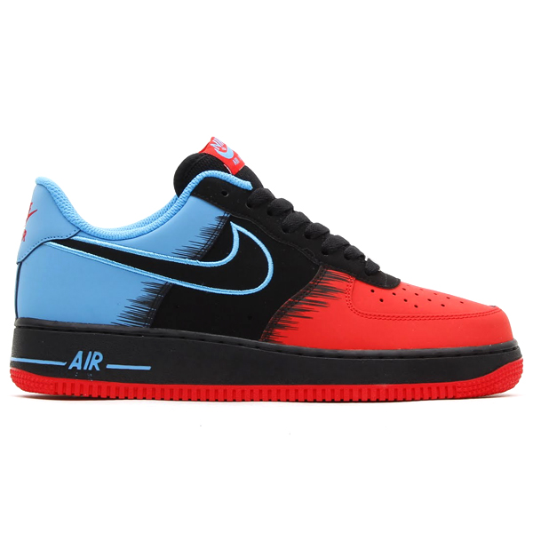 Nike Air Force 1 Low Spiderman in Light Crimson Black and Vivid Blue profile