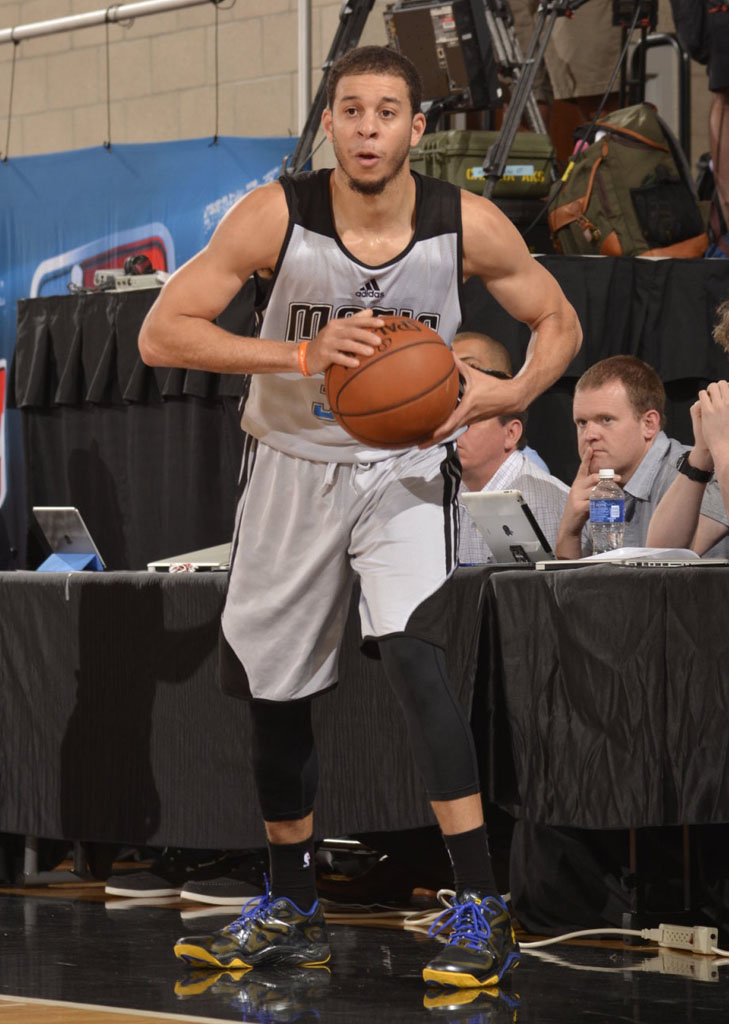 Seth Curry wearing Under Armour Anatomix Spawn Low PE