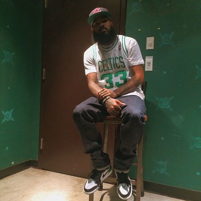 Stalley wearing Air Jordan 1 Retro Celtics