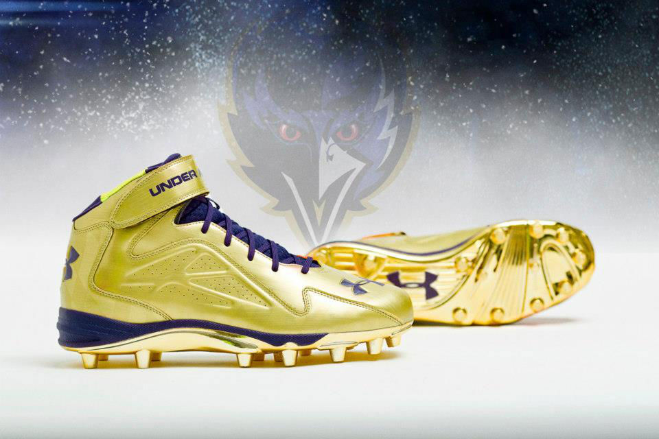 Under Armour's Golden Commemorative Super Bowl Cleats For Ray Lewis (1)