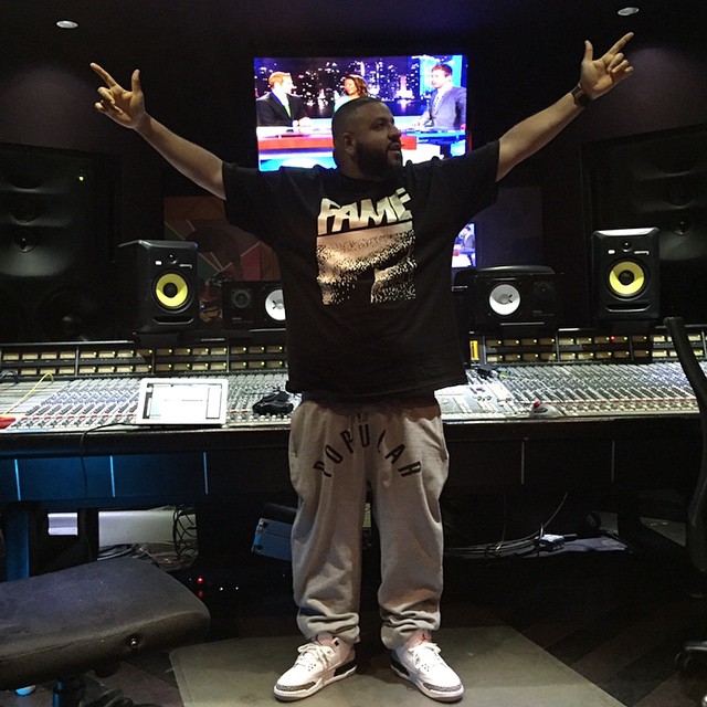 DJ Khaled wearing Air Jordan III 3 Cement