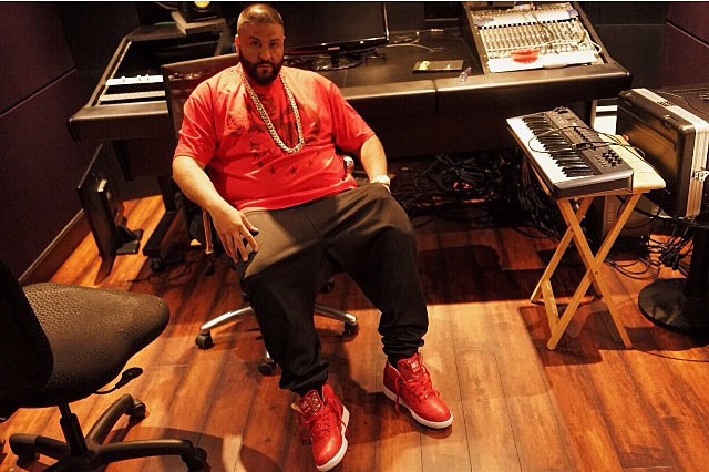 DJ Khaled wearing Nike Air Python Red
