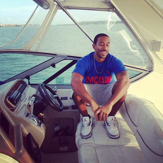 Ludacris wearing Air Jordan 3 True Blue