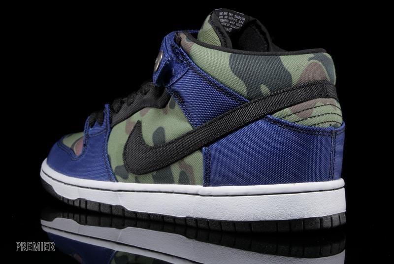 Made for Skate x Nike Dunk Mid Pro in Old Royal and Camo heel