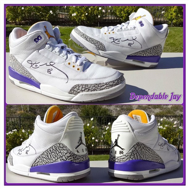 Kobe Bryant's Air Jordan III 3 Lakers PE