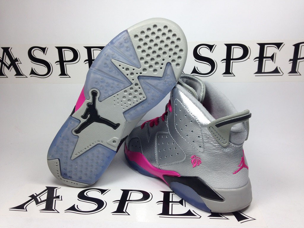 Air Jordan 6 Girls Silver/Pink (4)
