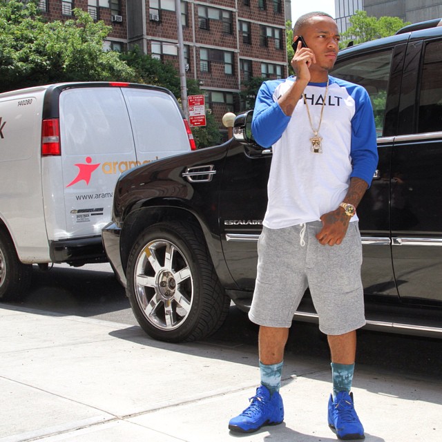 Bow Wow wearing Nike LeBron XI 11 EXT Blue Suede
