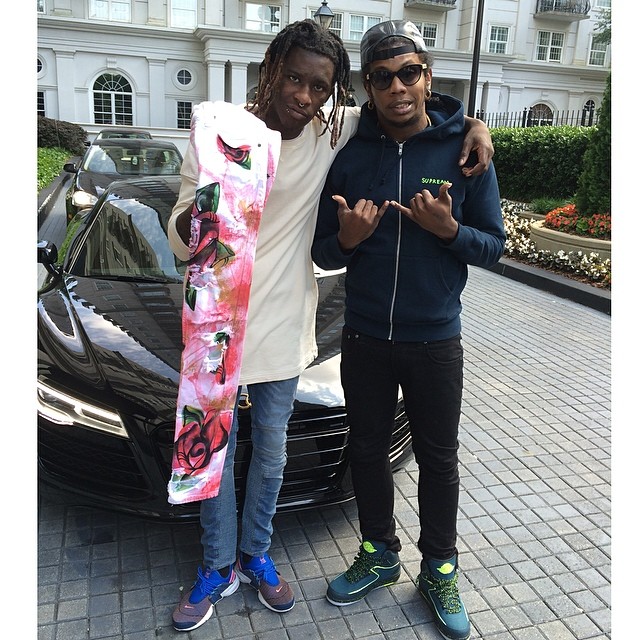 Young Thug wearing Nike Lunar Presto; Trinidad James wearing Air Jordan II 2 Nightshade