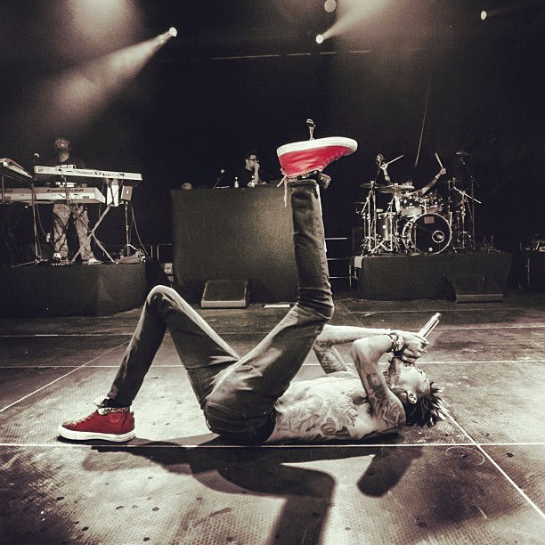 Wiz Khalifa wearing Converse Chuck Taylor All Star Red Leather