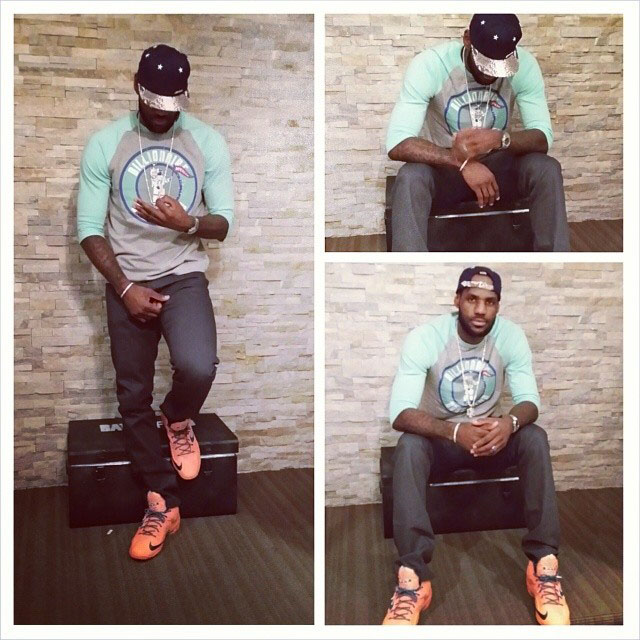 LeBron James wearing Nike LeBorn 11 Atomic Orange