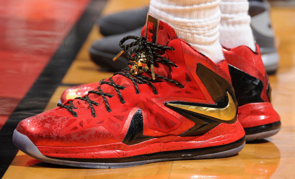 LeBron James Wears Red/Gold Nike LeBron X PS Elite For Game 1 (5)
