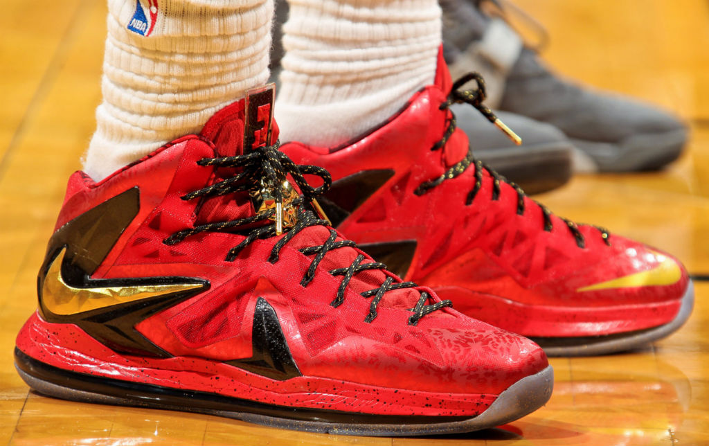 LeBron James Wears Red/Gold Nike LeBron X PS Elite For Game 1 (6)