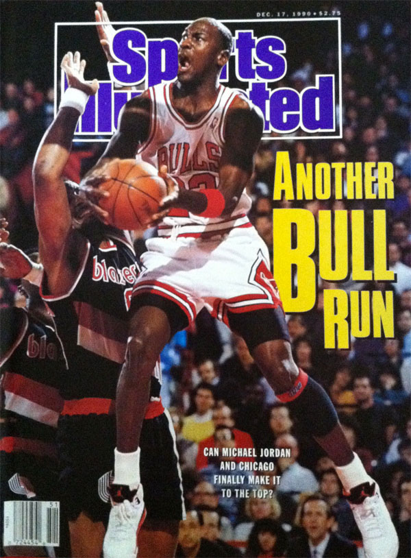 Michael Jordan wears Air Jordan V 5 Fire Red on December 1990 Sports Illustrated
