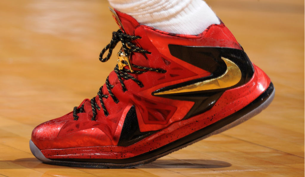 LeBron James Wears Red/Gold Nike LeBron X PS Elite For Game 1 (4)
