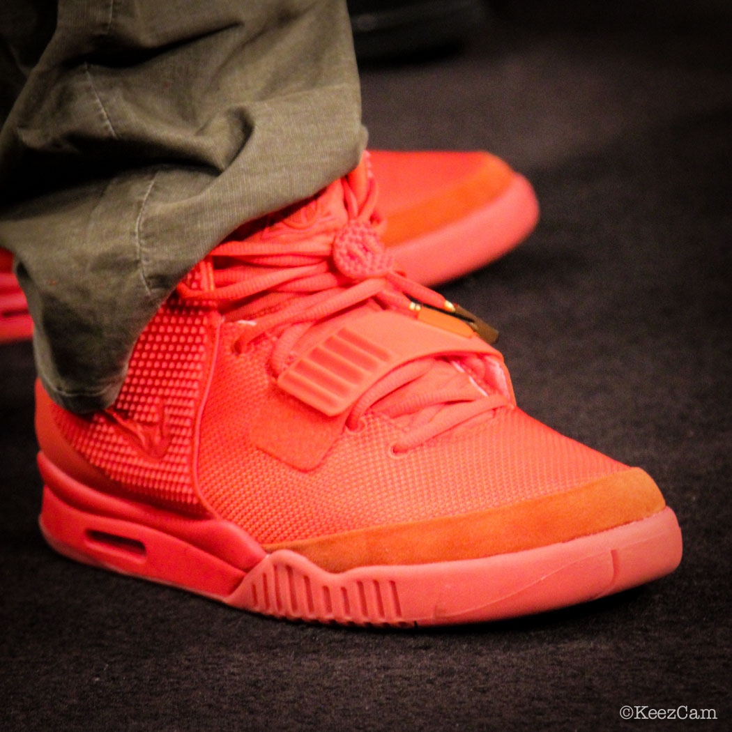 Justin Tuck wearing Nike Air Yeezy 2 Red October (1)