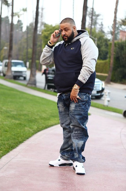 DJ Khaled wearing Air Jordan IV 4 Legend Blue