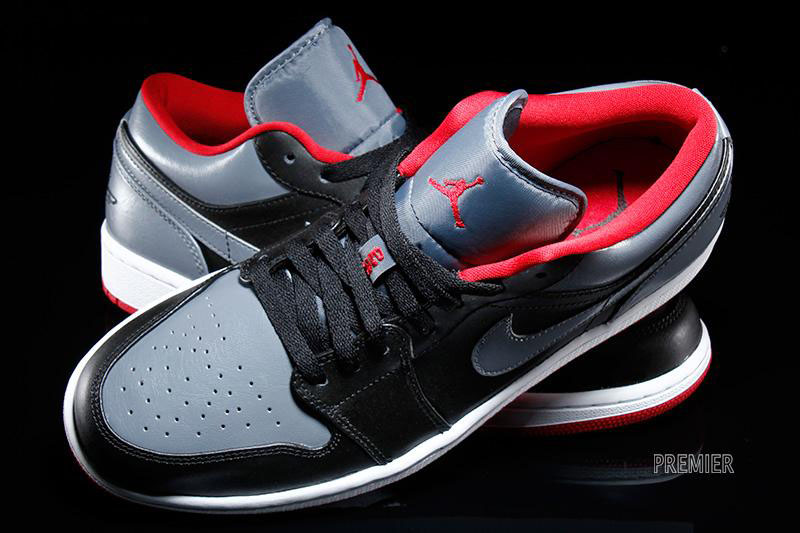 Air Jordan I 1 Low Black/Cool Grey-Gym Red 553558-012 (6)