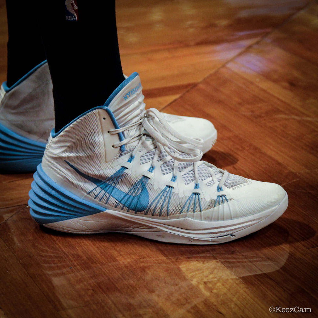 SoleWatch // Up Close At Barclays for Nets vs Nuggets - Evan Fournier wearing Nike Hyperdunk 2013