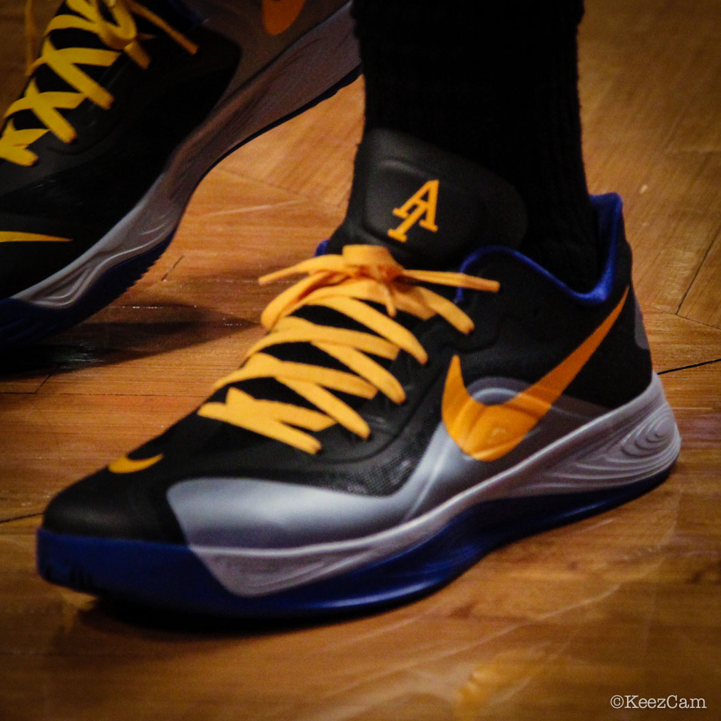 Sole Watch // Up Close At Barclays for Nets vs Warriors - Marreese Speights wearing Nike Hyperfuse 2012 Low Iguodala PE