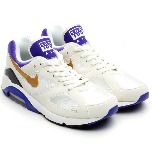 Nike Air 180 in White Metallic Gold and Bright Concord