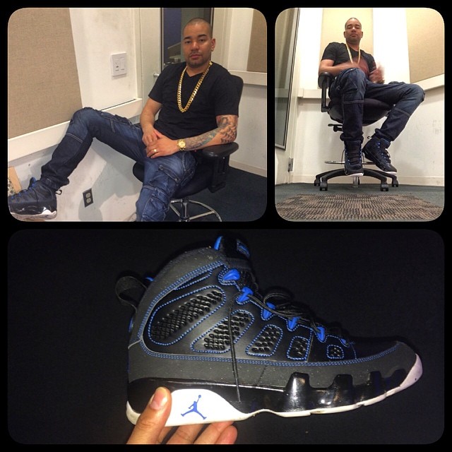 DJ Envy wearing Air Jordan IX 9 Photo Blue
